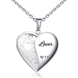 SHBOAZED Love Heart Locket Necklace for Women Photo Locket Hold Pictures Jewelry Birthday Gifts 8