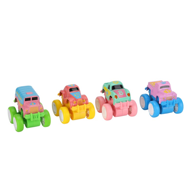 4pcs Pull Back Car Toys Cartoon Q Version Alloy Vehicle