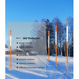 Fibermarker Reflective Driveway Markers 72-Inch Orange 20-Pack 5/16-Inch Dia Hollow Driveway Poles for Easy Visibility at Night