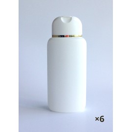 6 ovale Klappflaschen weiÃ mit Goldrand 200ml, Kosmetex leer zum BefÃ¼llen, Dusch Shampoo-Flasche, 6x m. Goldrand