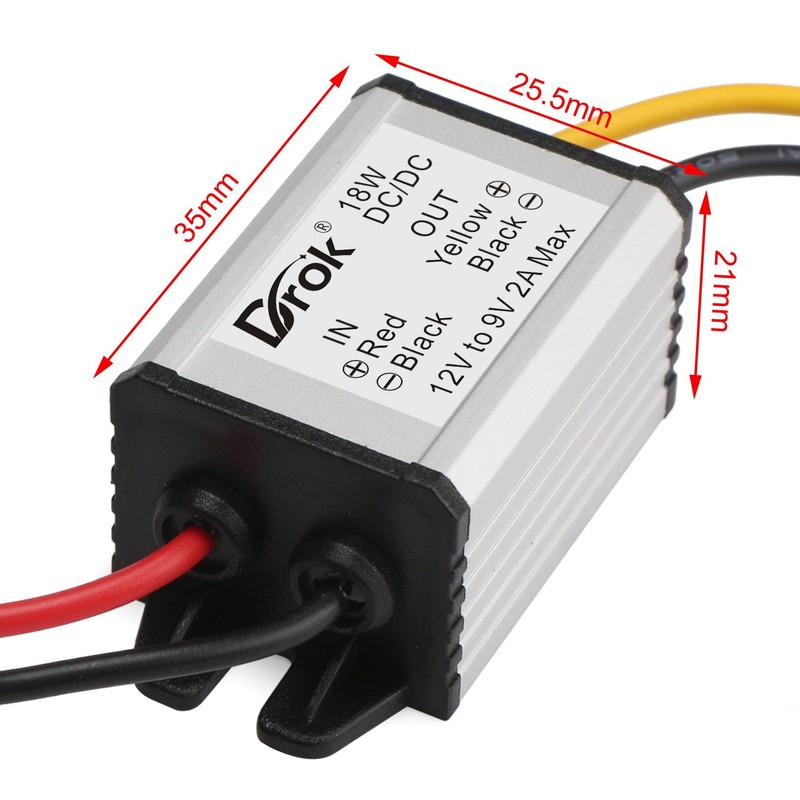 DROK 12V to 9V 2A 18W DC-DC Buck Power Converter