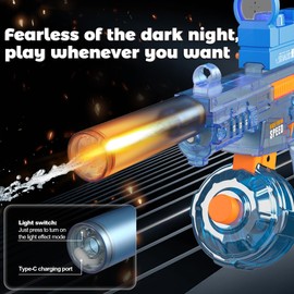 Automatic Electric Water Gun with LED Effects, Auto Water Suction Powerful Squirt Guns Pistol for Adults Kids, Auto Water Blaster Pistol Outdoor Summer Toys for Pool Beach Party (Blue)