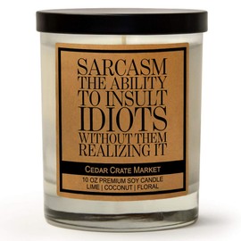 Sarcasm The Ability to Insult Idiots Without Them Realizing It - Funny Candles for Women or Men, Best Friend Candle, Best Friend, Friendship Gifts, Relaxing, Funny Gifts, Bestie, BFF, Sassy Gifts
