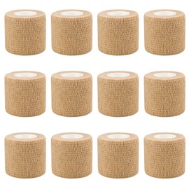 2" Self Adhesive Bandage Wraps, 12pcs Vet Wraps, Skin Color, 5 Yard Self Adherent Wraps for Sports, Wrist, Ankle and Swelling