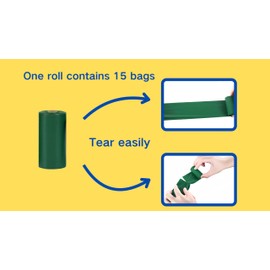 Cwyza Biodegradable Dog Waste Bags, Extra Thick and Leak-Proof Poop Bags for Dogs&Cats,3 Pack of 15(Green, 45 Count)