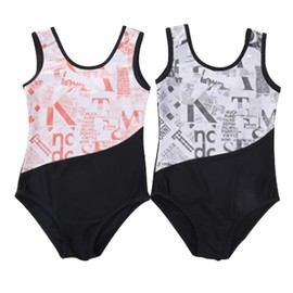 EsuonHappiness Ballet, Rhythmic Gymnastics, Leotard, English Print, Kids, Junior, orange