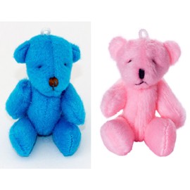 NEW 2 X Cute And Cuddly Small Teddy Bears - 1 X Blue And 1 X Pink - Gift Present