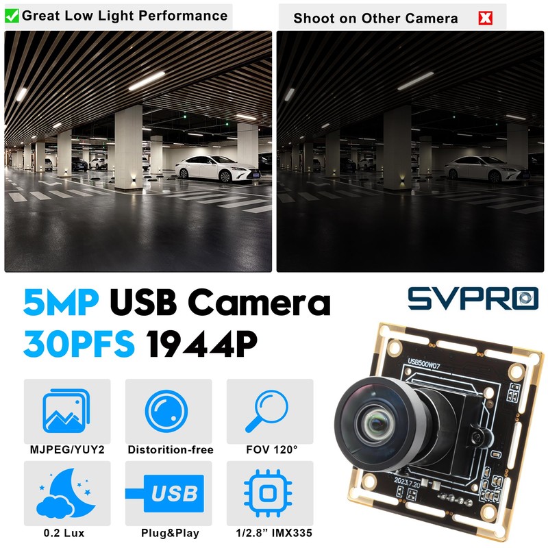 Svpro Jeston Nano 5MP 30FPS USB Camera Module with M12