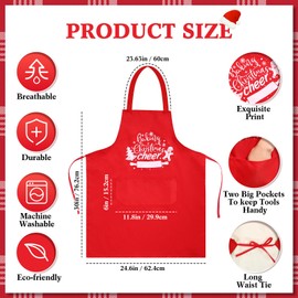 Toulite 12 Pcs Christmas Aprons Bulk Unisex Bib Apron with 2 Pocket Adjustable Chef Cooking Kitchen Apron for Men Women BBQ(Polyester,Cheer Style)