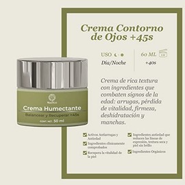 Crema Humectante +45años MatiMati Ácido Hialurónico, Aloe Vera, Colágeno, Alantoína, Vitamina E, Pantenol, Antiedad, Reafirmante, Antimanchas 50 ml