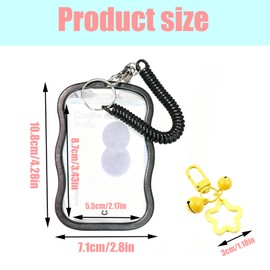 Cute Photo Card Holder Keychain Set of 2 Transparent Card Cases 4 Keychains, for Student Metro Passes ID Protection Kpop Photo Card Holder School Work ID Badges and More（White and Black） ﻿