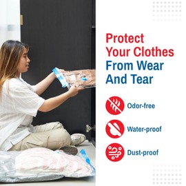 10-Pack Variety Vacuum Storage Bags for Comforters, Blankets & Clothes – Vacuum Sealed Compression Bags with Hand Pump – Space Saver Storage Bags for Bedding,Travel & Organization (2S, 2M, 3L & 3XL)