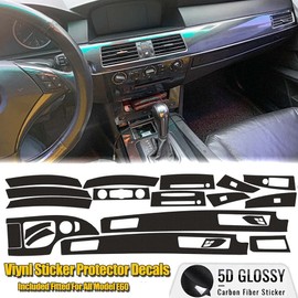 Dropfree Interior Trim Protection Film Decoration 5D Carbon Fibre Vinyl Sticker for 5 Series 525I 530I E60 2003-2010 LHD