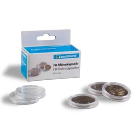 Leuchtturm Pack of 10 Gold Silver Euro Coin Capsules 14mm 62mm 33mm