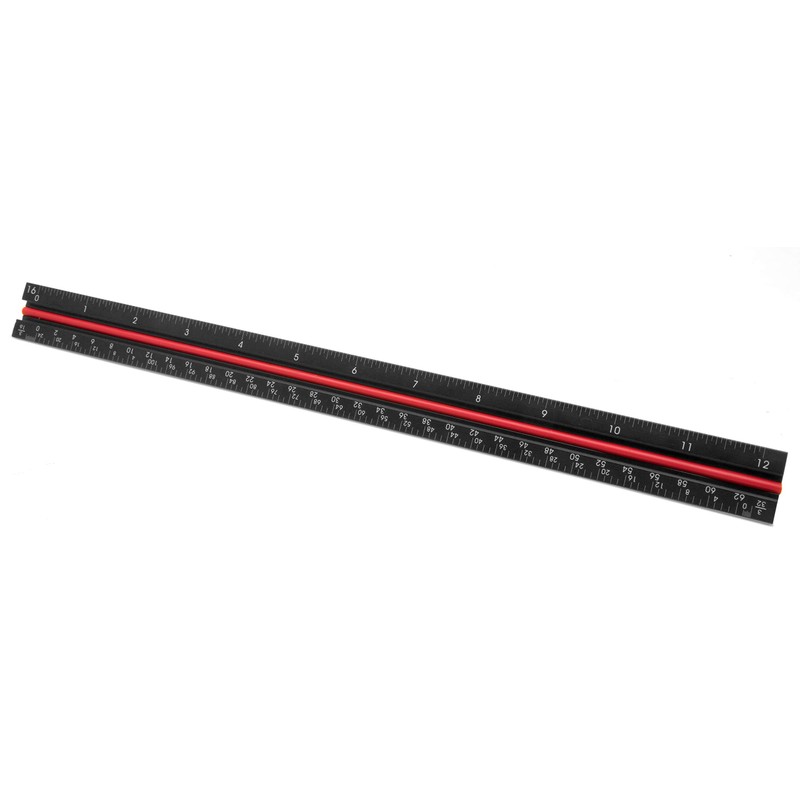 WEN Architect Scale Ruler, 12-Inch, Triangular, Aluminum with Laser-Etched Imperial