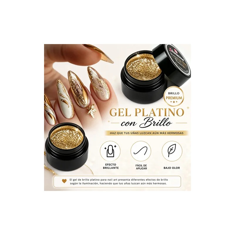 Gel Platinium Decoracion Uñas Gel Esmalte Semipermanentes 4c