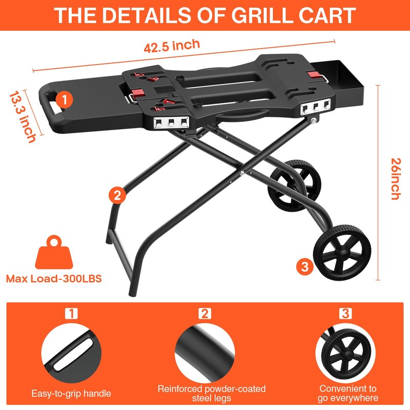 Outdoor Grill Stand for Weber Q1200, Q1000, Q2200, Q2400, Portable