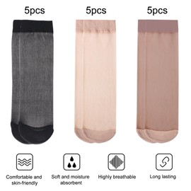 JSTHHTT 15 Ankle Nylon High Sheer Socks for Women, Transparent Stockings, Nylon Stockings, Women's Popular Silk Socks, Universal Nude Ultra Thin Nylon Mesh Socks, Stockings, Summer Socks (3 Colours),