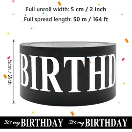 XWADJCD Birthday Flagging Tape, It's My Birthday Tape Black Color Flagging Tape Indoor Outdoor Garden Birthday DIY Decorative Accessory, 2 inch