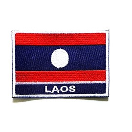 Nipitshop Patches Laos Country Flag Iron On Embroidered Patch Flag National Emblem Patch for T-Shirt Jeans Skirt Vests Scarf Hat Bag Fabric Costume
