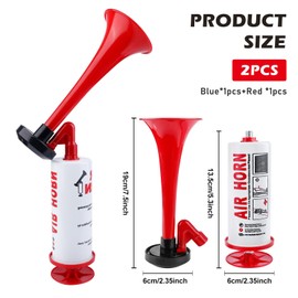 Airhorn Pack of 2 Air Horn Loud, Compressed Air Horn Signal Horn, Fanfare Compressed Air Horn Air Horn Signal Horn for Football Handball Fog Horn Referee