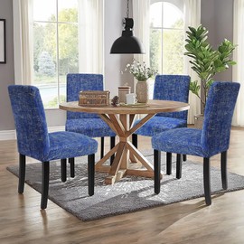 Sufdari Chair Covers, Set of 4, Stretch Dining Room Chair Covers for Dining Room Chairs, Removable, Washable Spandex Chair Cover for Kitchen Chairs, Hotel, Banquet (4 Pieces, Blue Salak)