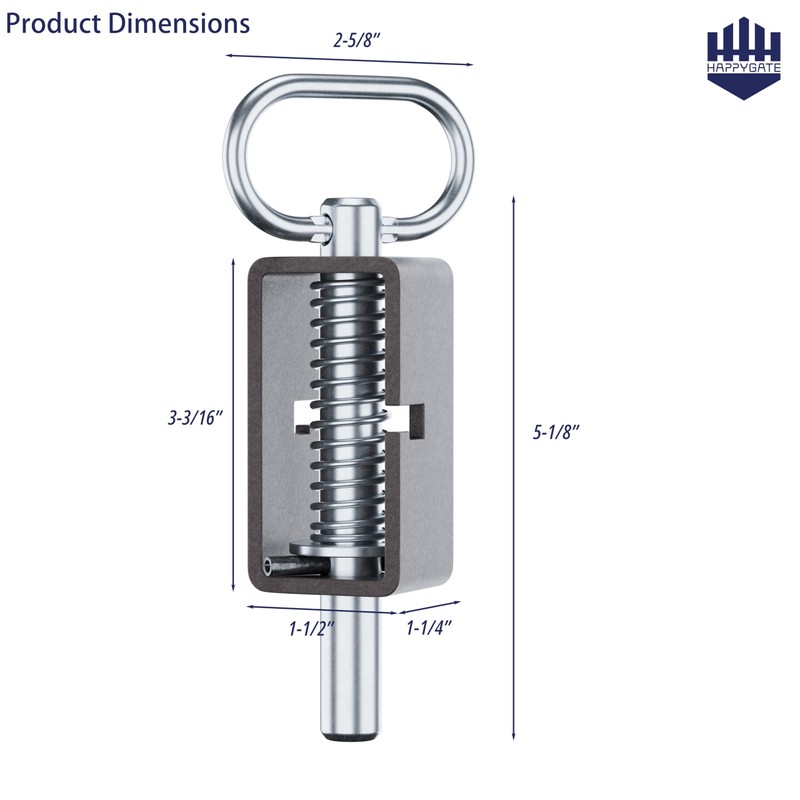 HAPPYGATE 5-1/8'' Heavy Duty Trailer Gate Latch, Universal Spring Latch