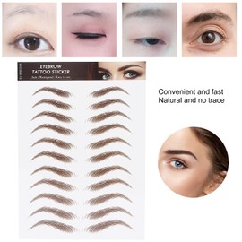 Eyebrow Tattoo Transfer Sticker for Women, Temporary 6D Make-Up Fake Tattoo Eyebrow Transfer Sticker, Waterproof Eyebrow Care Shape Patches (10)