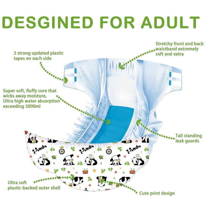 Landofgenie Adult Diapers Panda Printed Diaper Incontinence Underwear Maximum Overnight