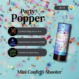 8 x Party Poppers, 10 cm with Confetti and Streamers in Confetti Cannon Set