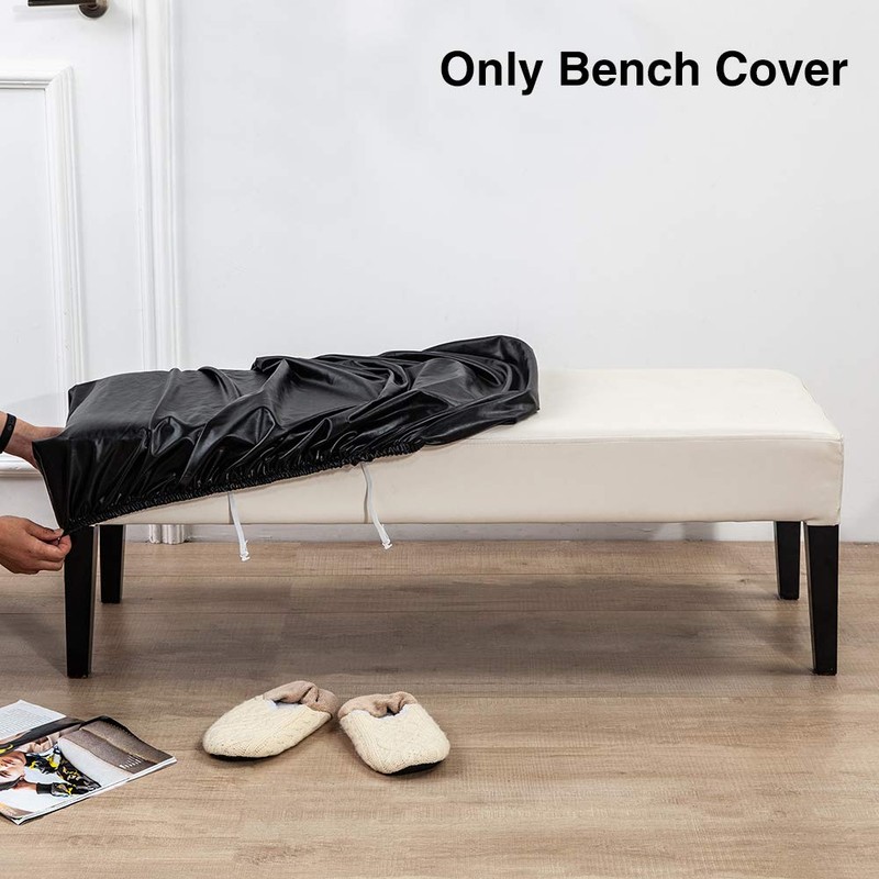 Tookie PU Leather Soft Stretch Dining Bench Cover, Waterproof Elastic