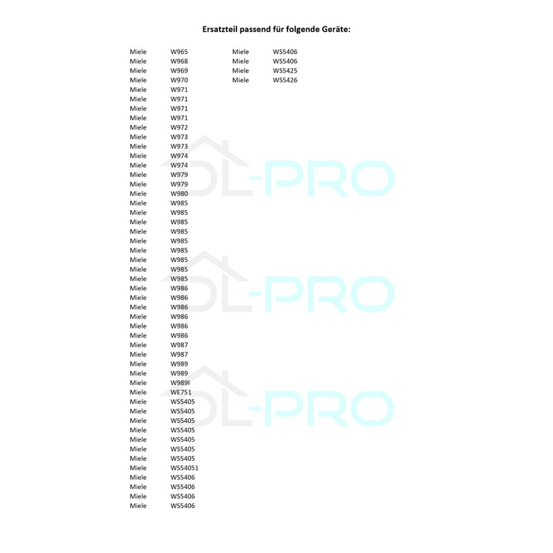 DL-pro Door seal suitable for Miele door seal such as