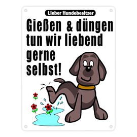 Watering and fertilising – No dog toilet sign in white as a funny gift for garden owners who want to take action against dog bequeaths on the property
