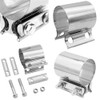 AotoKoop Exhaust Clamps, Butt Joint Band Clamp Sleeve Connector Stainless