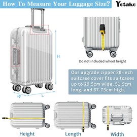 Yotako Upgraded Zippered Clear PVC Suitcase Cover, 30 Inch Luggage Covers for Suitcase Luggage Protector Suitcase Cover (30''(26.37''H x 20.27''L x 11.61''W))