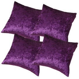 RKAAS HOME Pack of 4 Super Soft Decorative Luxurious Crushed Ice Velvet Square Cushion Cover for Living Room Sofa Couch Bed 45cm x 45cm 18x18 Inches (Pack of 4 - Purple)