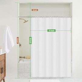 Seasonwood 78 Inches Long Shower Curtain Boho Vertical Striped Tall Cloth Shower Curtains for Bathroom Decor,White Cloth Shower Curtain,Wrinkle Free, White, 72x78