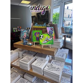 Indigo Art Studio Pre Drawn Canvas Painting for Kids | Stretched & Stenciled | Art Activity Summer Camps | Campers Retro Coloring | DIY Birthday Gift & Sip and Paint Party (11x14 Inches)