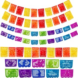 50 Ft Papel Picado Mexicano para Fiesta with Encanto Movie Scenes (12.5 FT x 4) Set of 4 Papel Picado Tissue Paper Mexican Party Decorations, Encanto Birthday Party Supplies, Holiday Party Decorations
