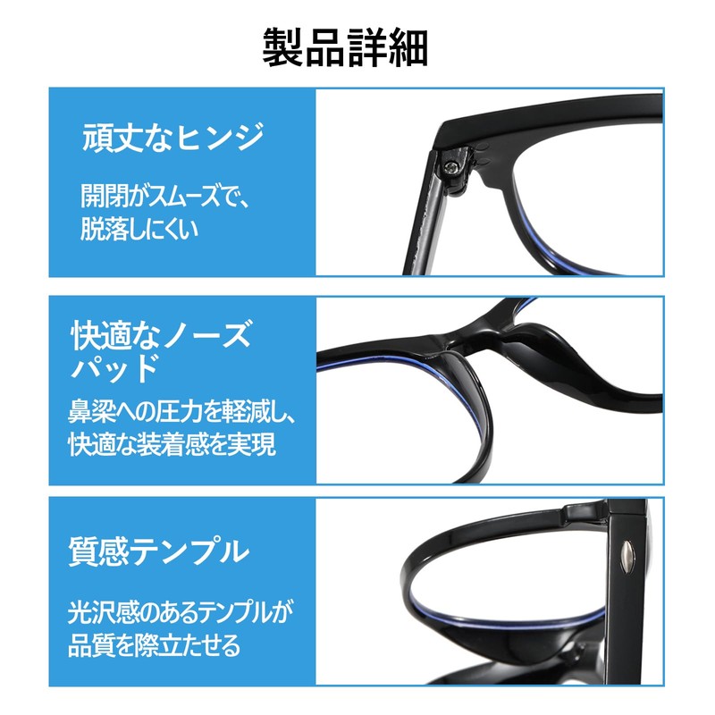 Solxion Blue Light Cut Date Glasses, Thick Cell Frame, PC
