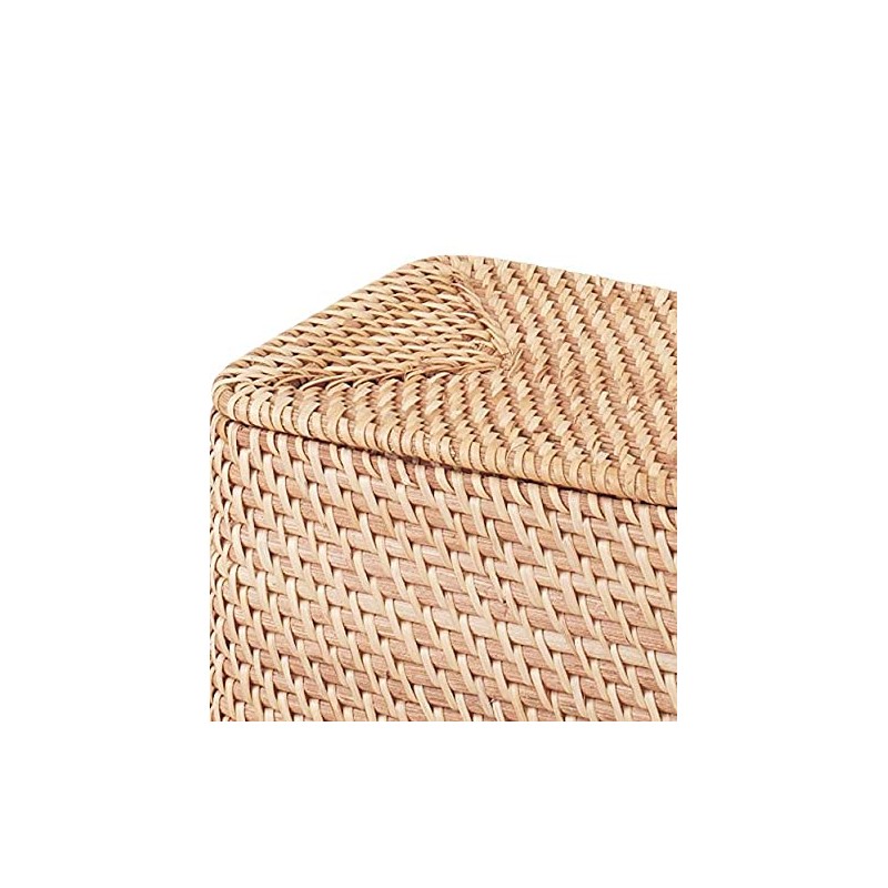 Mujin Ryohin Overlapping Rattan Rectangular Box with Lid (V) Approx.