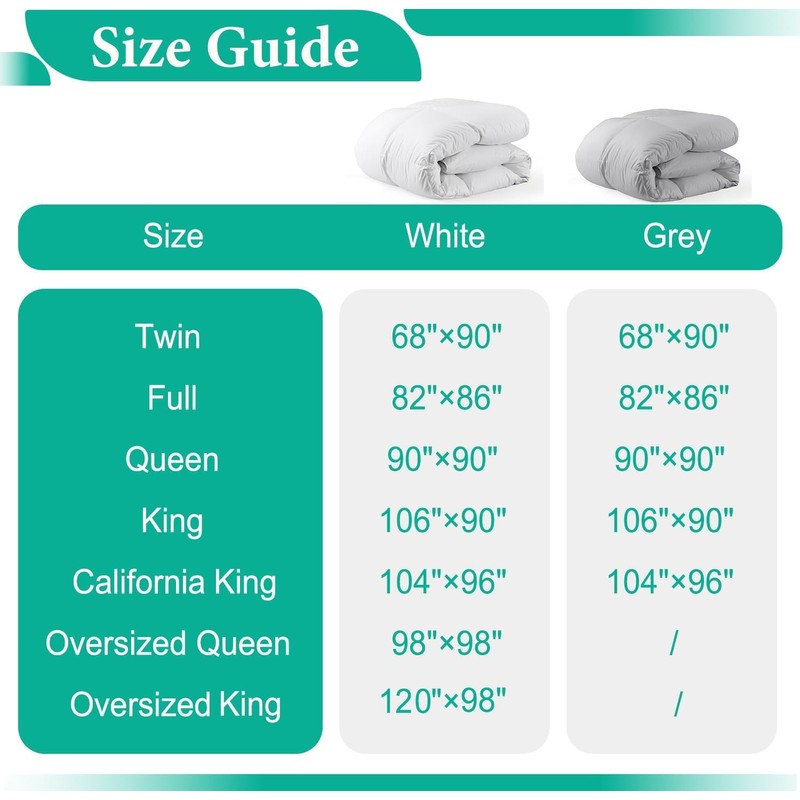 APSMILE Heavyweight Feather Down Comforter Oversized King Size - 100%