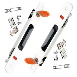 ZHEHUA 2Pcs Sliding Door Latch,Sliding Door Hardware,Hook Style Flush Mount with Key Single Sided Lock Patio Door Handle Replacement for Mobile Doors,White(198x25mm/7.8x1.1in)