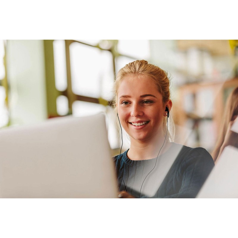 Avid Products AE-1M Disposable Stereo Black School Earbuds with Mic,