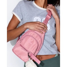 Victoria's Secret Victoria’s Secret Pink 12" Nylon Sling Backpack Crossbody Strap Pale Rosy Pink🌺