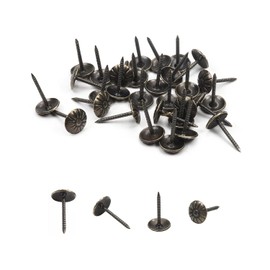 MroMax Upholstery Nails Tacks 0.43" Head Dia Iron Vintage Style Metal Round Thumb Push Pins 0.75" Height for Furniture Decoration Chair Hardware Cork Board Sofa Headboards Bronze Tone 20Pcs