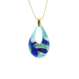 Venetiaurum - Necklace with Drop Pendant in Original Murano Glass and 925 Sterling Silver - Made in Italy Certified Jewel