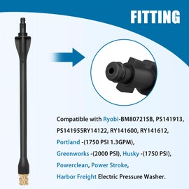 Pressure Washer Wand 308494075 with 5 Spray Nozzles and 1 Tips Holder for Ryobi, Portland, Husky pressure washer gun