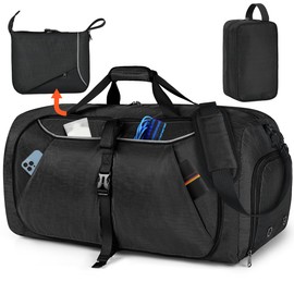 Bolsa de Viaje Plegable de 65L 80L 100L de 2 piezas Maleta Deportiva grande Impermeable hombre y mujerBolsa para Hacer Deporte y Viajar maleta viaje (Negro, 65L)