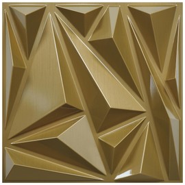 STICKGOO 3D Wall Panels for Interior Wall Decor, 33 Pack PVC Wall Panels, Brushed Gold Diamond Design Accent Wall Panels, 12"x12" Modern Decorative Wall Panels for Living Room, Lobby, Office